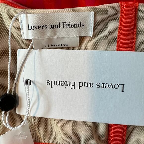 Lovers + Friends Red Strapless Midi Slip Dress Satin LARGE Resort Beach $208 NEW - Picture 7 of 8